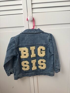 Kids Denim Jacket with 'BIG SIS' Patch - Blue
